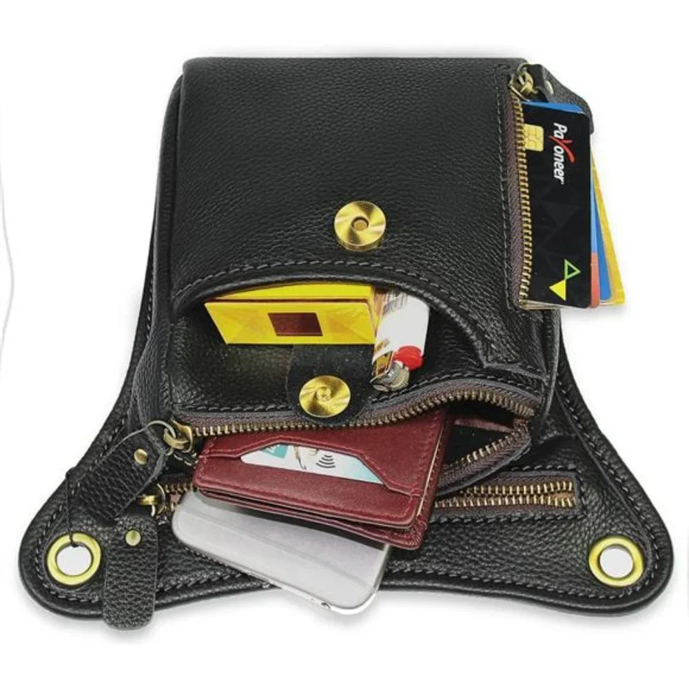 Genuine Leather hip bag Thigh Drop Leg Bag Waist fanny Pack for Men and Women